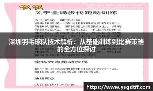深圳羽毛球队技术解析：从基础训练到比赛策略的全方位探讨